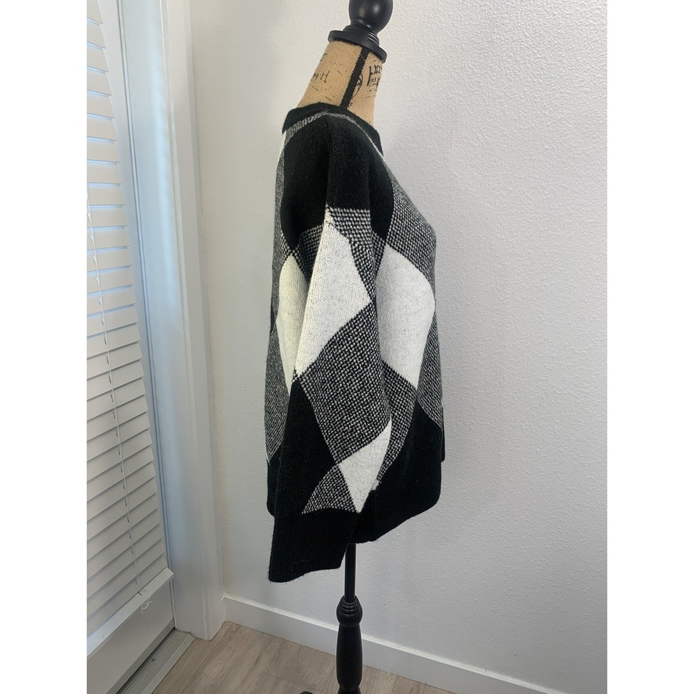 (C-83)Industry Republic Wool Blend Argyle Sweater Black Gray White Size M/M New‎ - Picture 5 of 8